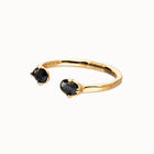Bangle bracelet with two faceted black oval crystals